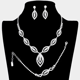 Marquise Rhinestone Necklace Jewelry Set