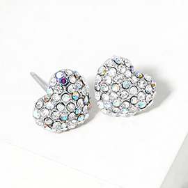 Crystal Pave Heart Stud Earrings