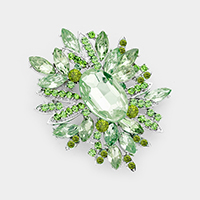 Crystal Flower Leaf Cluster Brooch / Pendant