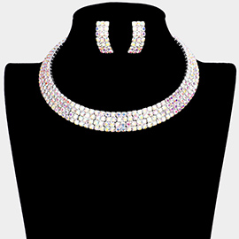 4-Row crystal Rhinestone Banded Open Choker Necklace