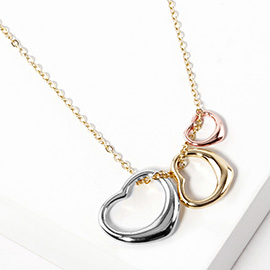 Triple Open Heart Pendant Necklace