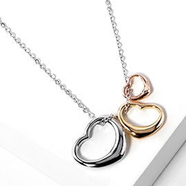 Triple Open Heart Pendant Necklace