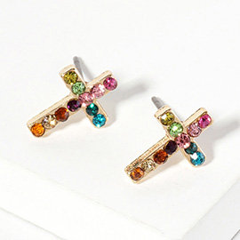 Crystal Cross Stud Earrings