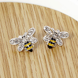 Crystal Bumblebee Stud Post Earrings