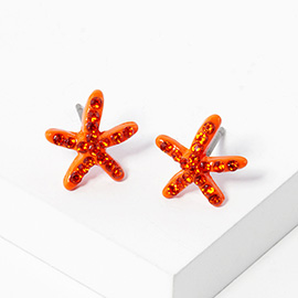 Crystal Paved Starfish Stud Earrings