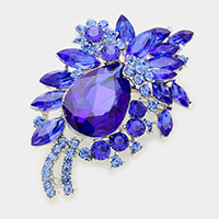 Glass Crystal Teardrop Flower Brooch / Pendant