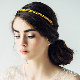 2-Row Bling Square Stone Stretch Headband