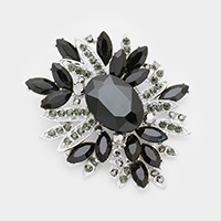 Crystal Flower Leaf Cluster Brooch / Pendant