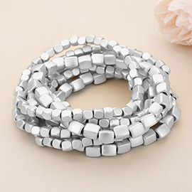 7 PCS - Metal Bead Stack Stretch Multi Layered Bracelets