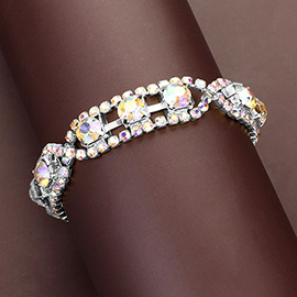 Round Glass Crystal Rhinestone Evening Bracelet