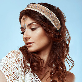 Lace Beads Embellished Stretch Headband