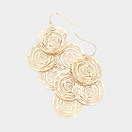 Rose Cut Out Disc Cluster Earrings