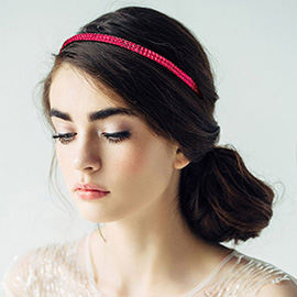 2-Row Bling Square Stone Stretch Headband