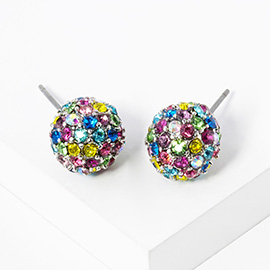 Crystal Paved Disco Ball Stud Earrings