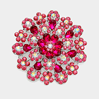 Oversized Flower Crystal Pave Pin Brooch