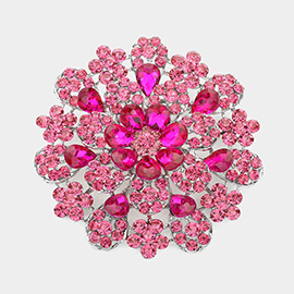 Oversized Flower Crystal Pave Pin Brooch