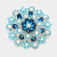 Oversized Flower Crystal Pave Pin Brooch