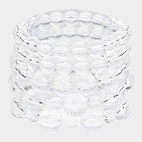 5PCS - Clear Lucite Bead Bubble Stack Stretch Bracelets