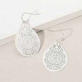 Matte Metal Filigree Teardrop Earrings