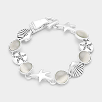 Shimmery starfish & shell link magnetic bracelet