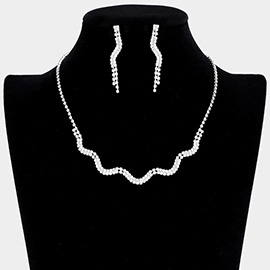 Wavy Rhinestone Pave Necklace