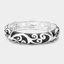 Embossed Metal Filigree Stretch Bracelet