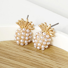 Pearl Pave Pineapple Stud Earrings