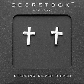 SECRET BOX_Sterling Silver Dipped Cross Stud Earrings