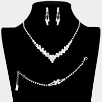 3PCS - Crystal rhinestone bubble necklace jewelry set