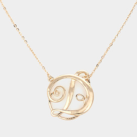 'D' Circle Script Monogram Pendant Necklace