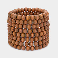 8PCS - wooden bead strand stack stretch bracelets