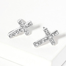 Crystal Cross Stud Earrings