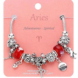 ARIES - Multi-Beads Zodiac Sign Charm Bracelet