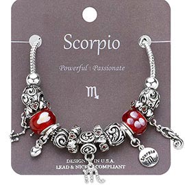 SCORPIO - Multi-Beads Zodiac Sign Charm Bracelet