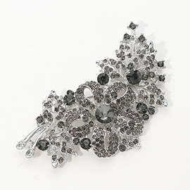 Crystal Stone Paved Flower Pin Brooch