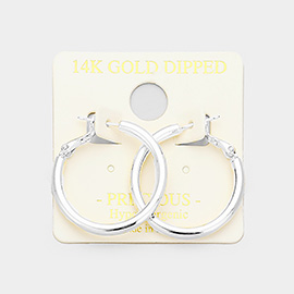 14K White Gold Dipped Hypoallergenic Hoop Earrings