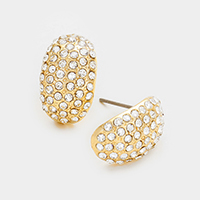 Pave half hoop stud earrings