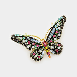 Crystal Rhinestone Paved Butterfly Pin Brooch