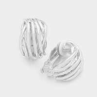 Wavy Metal Clip on Earrings