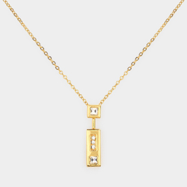 Rhinestone Rectangular Pendant Necklace