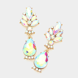 Marquise Glass Crystal Teardrop Dangle Evening Earrings