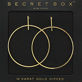 SECRET BOX_14K Gold Dipped Metal Bar Hoop Earrings