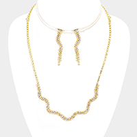 Wavy Rhinestone Pave Necklace