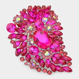 Oversize Multi Stone Floral Pin Brooch