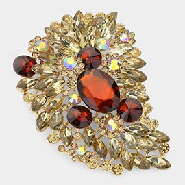 Oversize Multi Stone Floral Pin Brooch