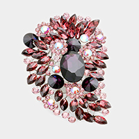 Oversize Multi Stone Floral Pin Brooch