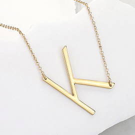 -K- Metal Monogram Pendant Necklace