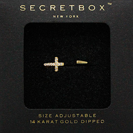 SECRET BOX_14K Gold Dipped CZ Cross Ring