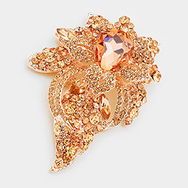 Floral Crystal Pave Bouquet Brooch / Pendant