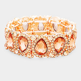 Teardrop Rhinestone Trim Stretch Evening Bracelet